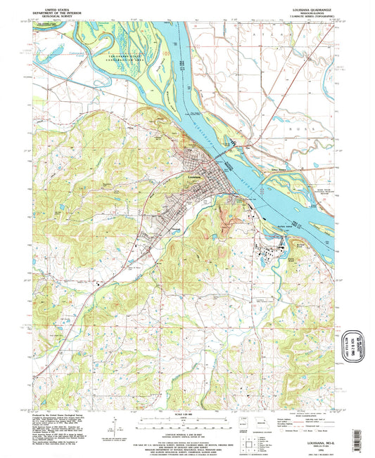 Classic USGS Louisiana Missouri 7.5'x7.5' Topo Map Image