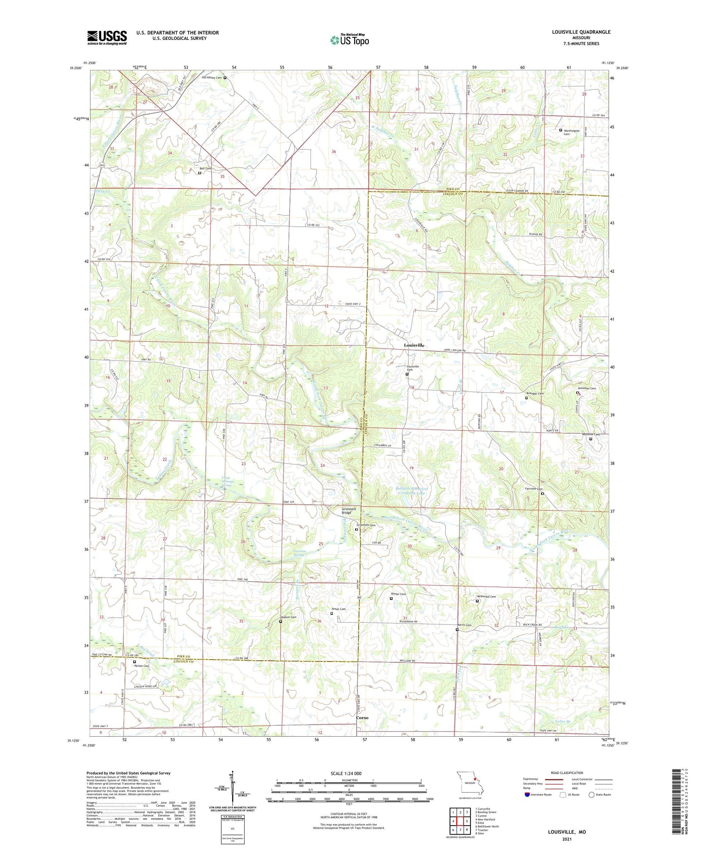 Louisville Missouri US Topo Map Image
