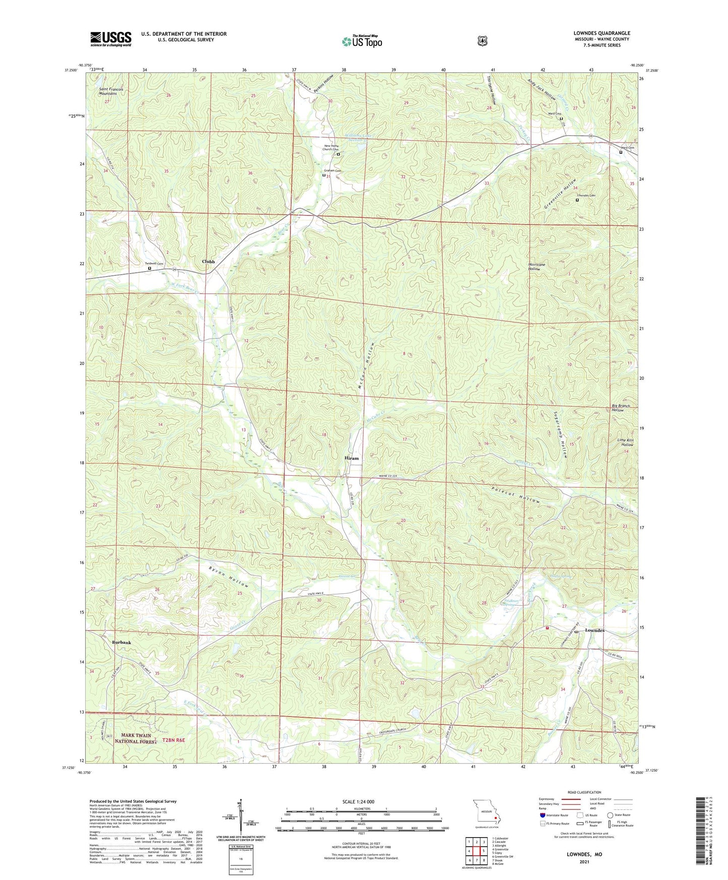 Lowndes Missouri US Topo Map Image