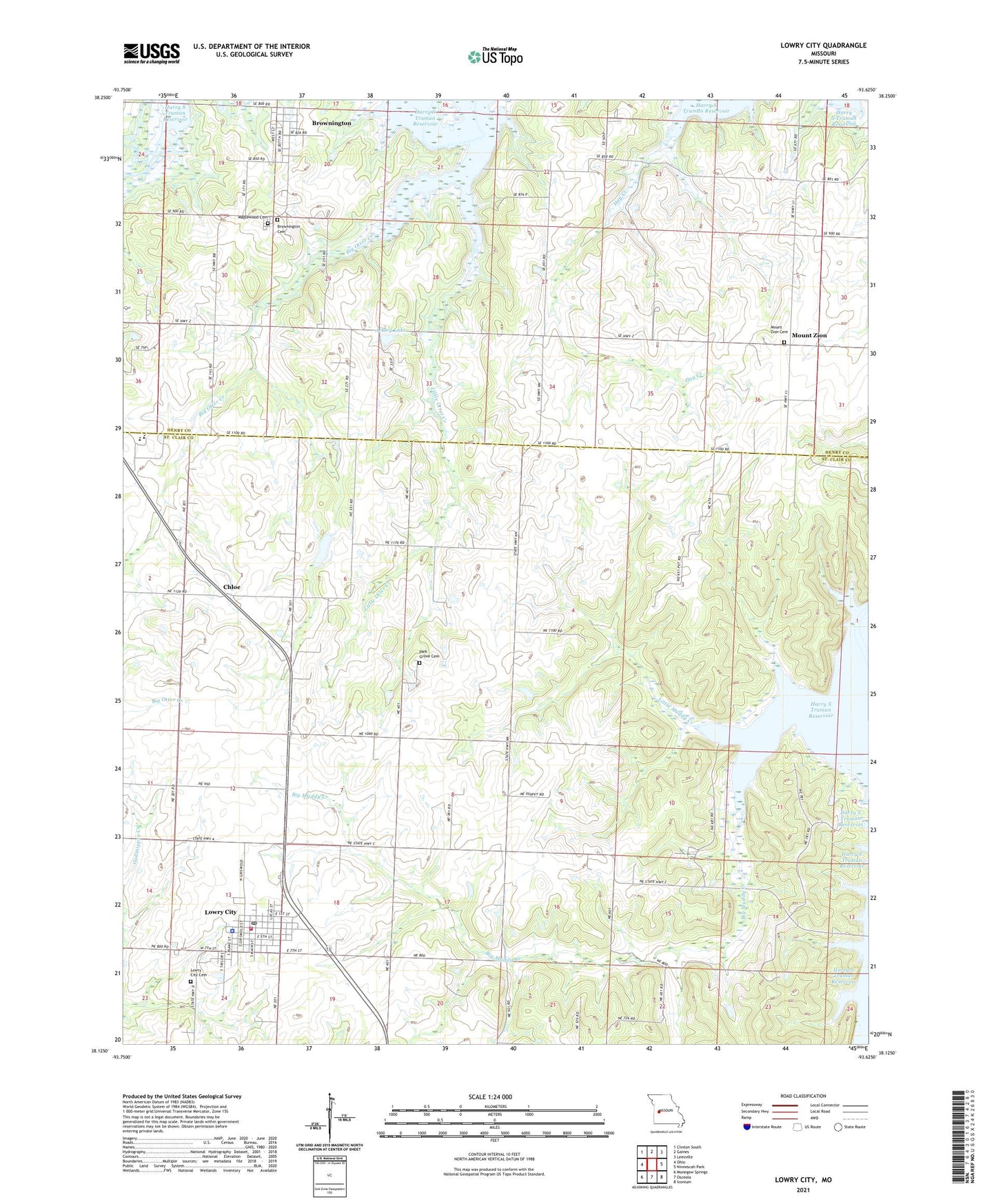 Lowry City Missouri US Topo Map Image