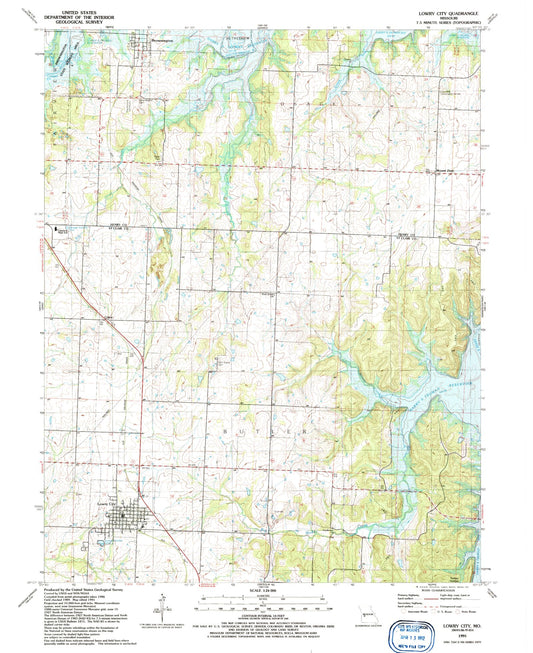 Classic USGS Lowry City Missouri 7.5'x7.5' Topo Map Image
