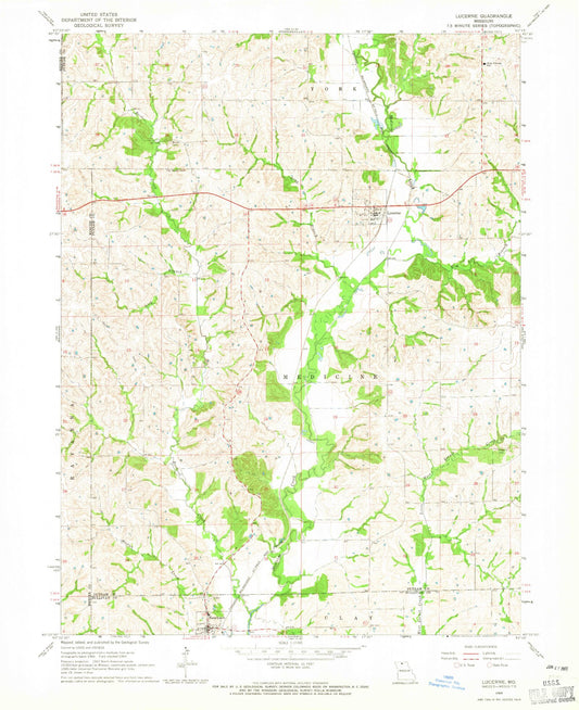 Classic USGS Lucerne Missouri 7.5'x7.5' Topo Map Image