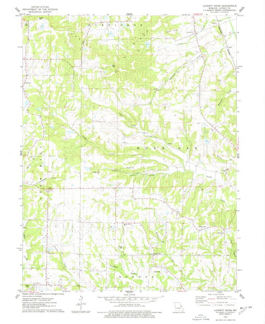 Classic USGS Luckett Ridge Missouri 7.5'x7.5' Topo Map Image