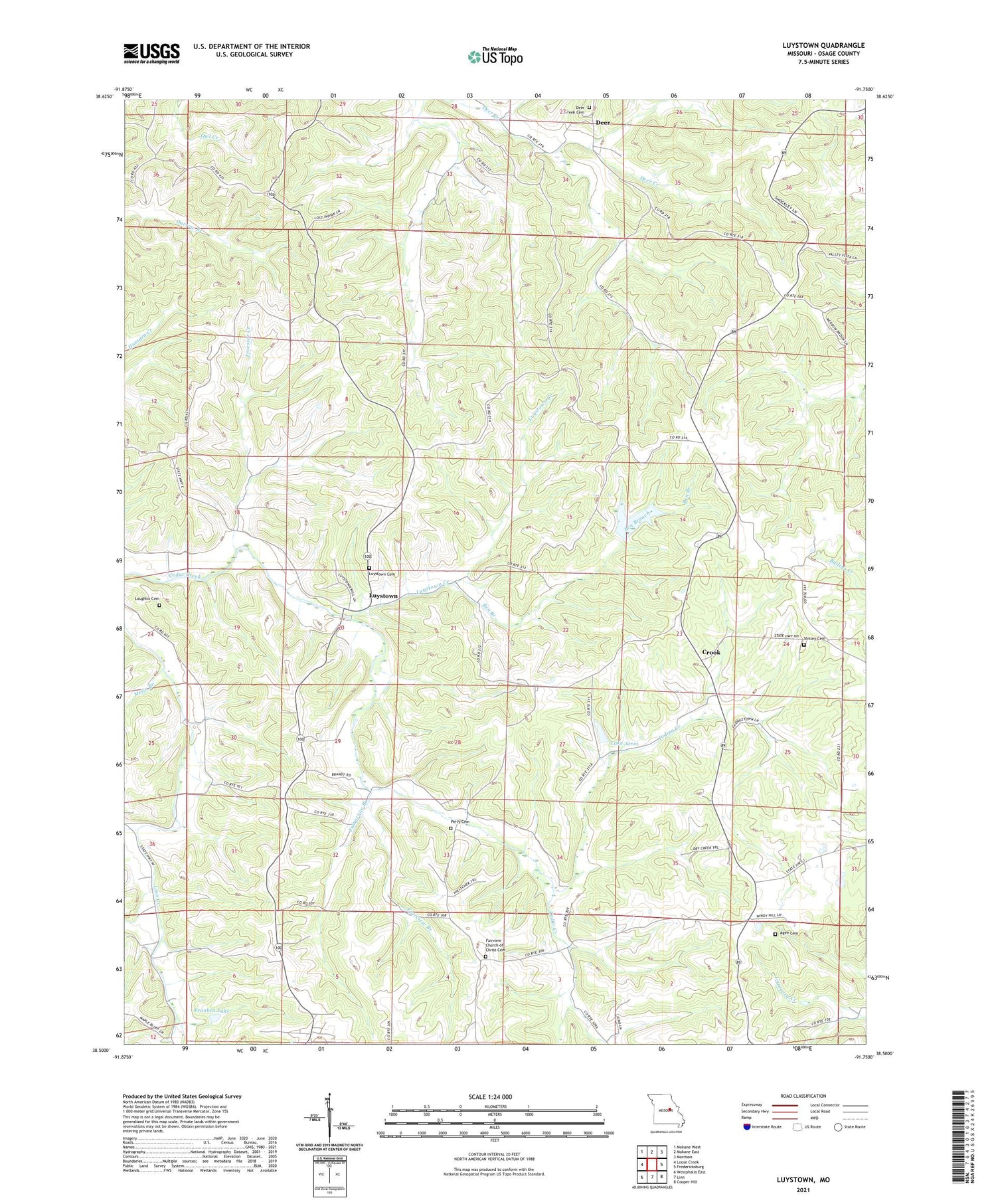 Luystown Missouri US Topo Map Image