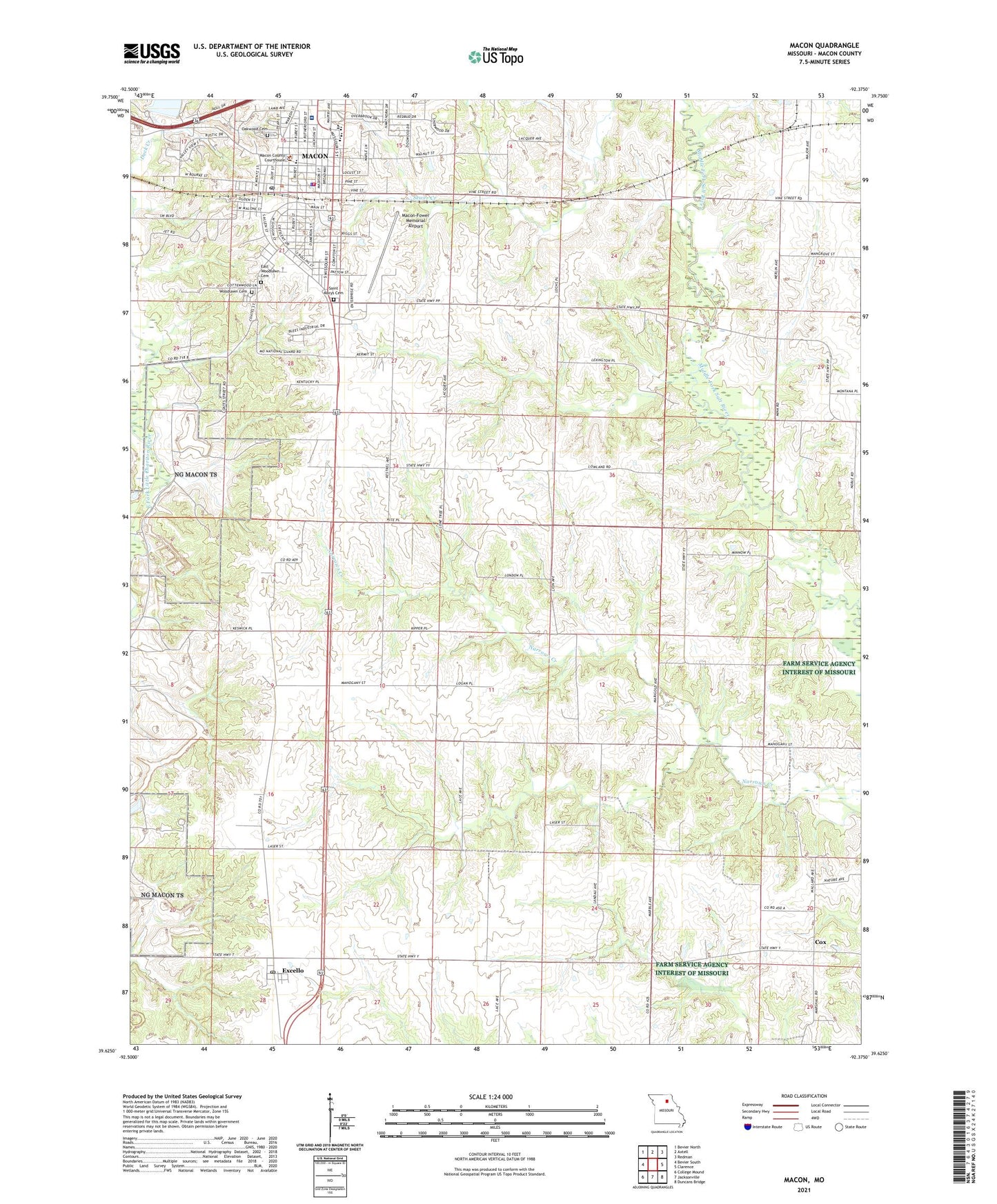 Macon Missouri US Topo Map Image