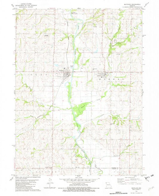 Classic USGS Maitland Missouri 7.5'x7.5' Topo Map Image