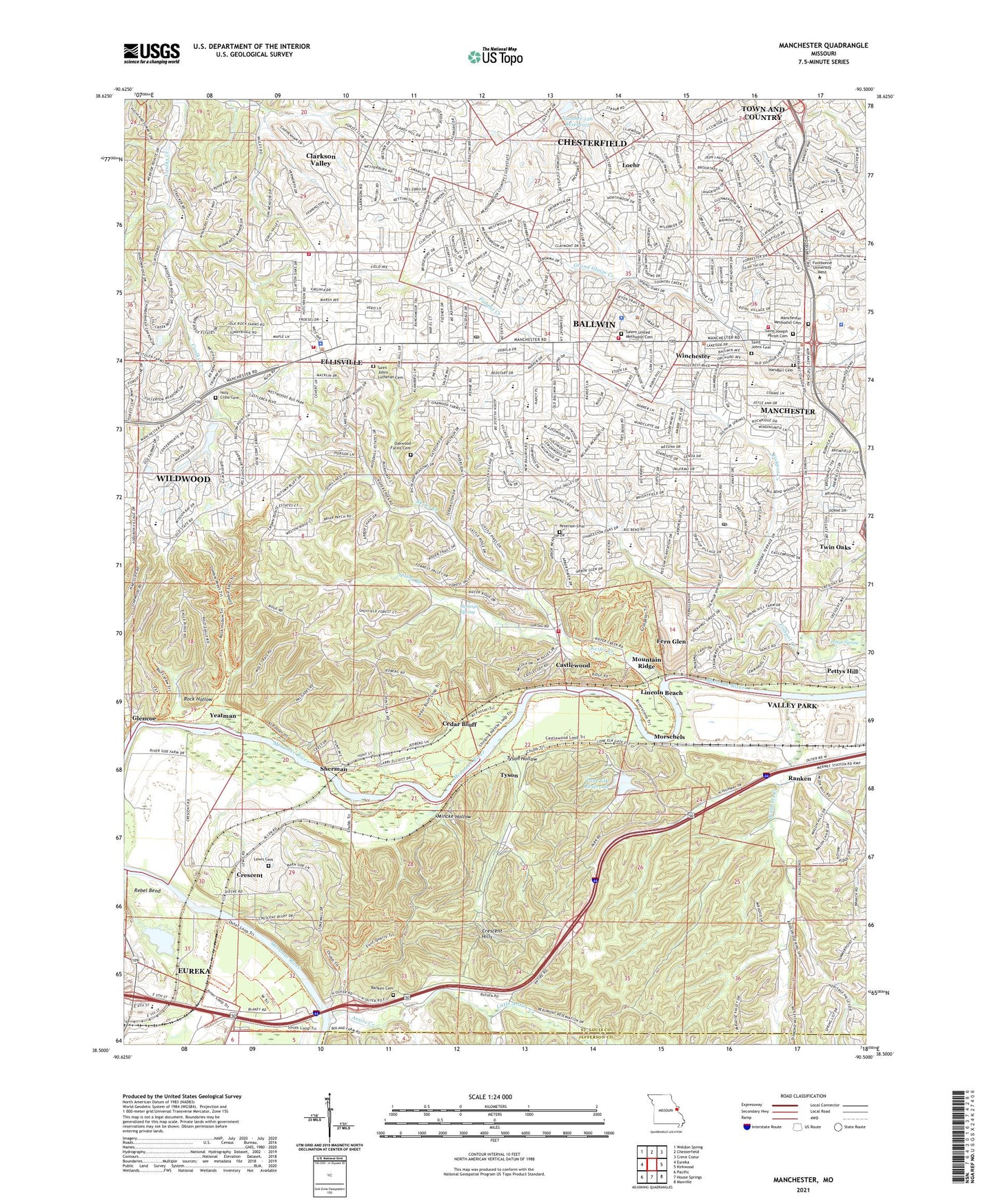 Manchester Missouri US Topo Map Image