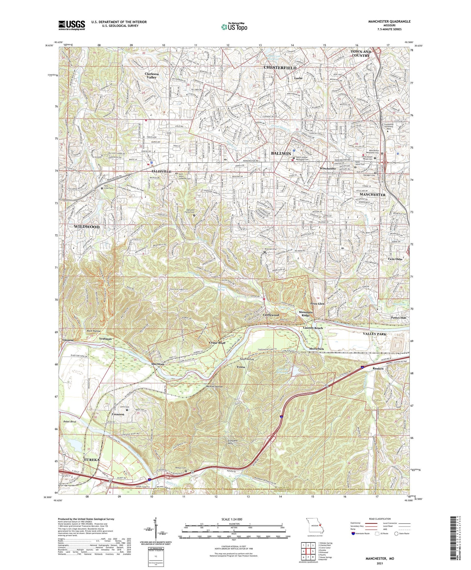 Manchester Missouri US Topo Map Image