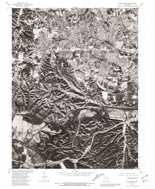 Classic USGS Manchester Missouri 7.5'x7.5' Topo Map Image