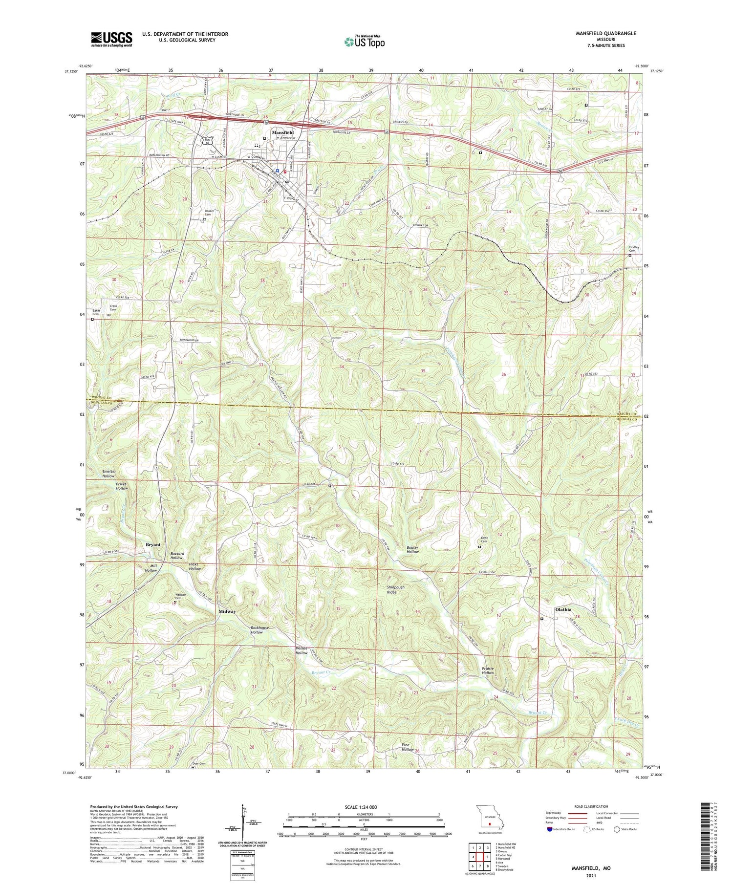Mansfield Missouri US Topo Map Image