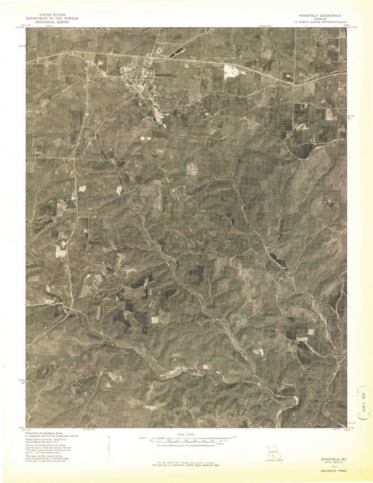 Classic USGS Mansfield Missouri 7.5'x7.5' Topo Map Image
