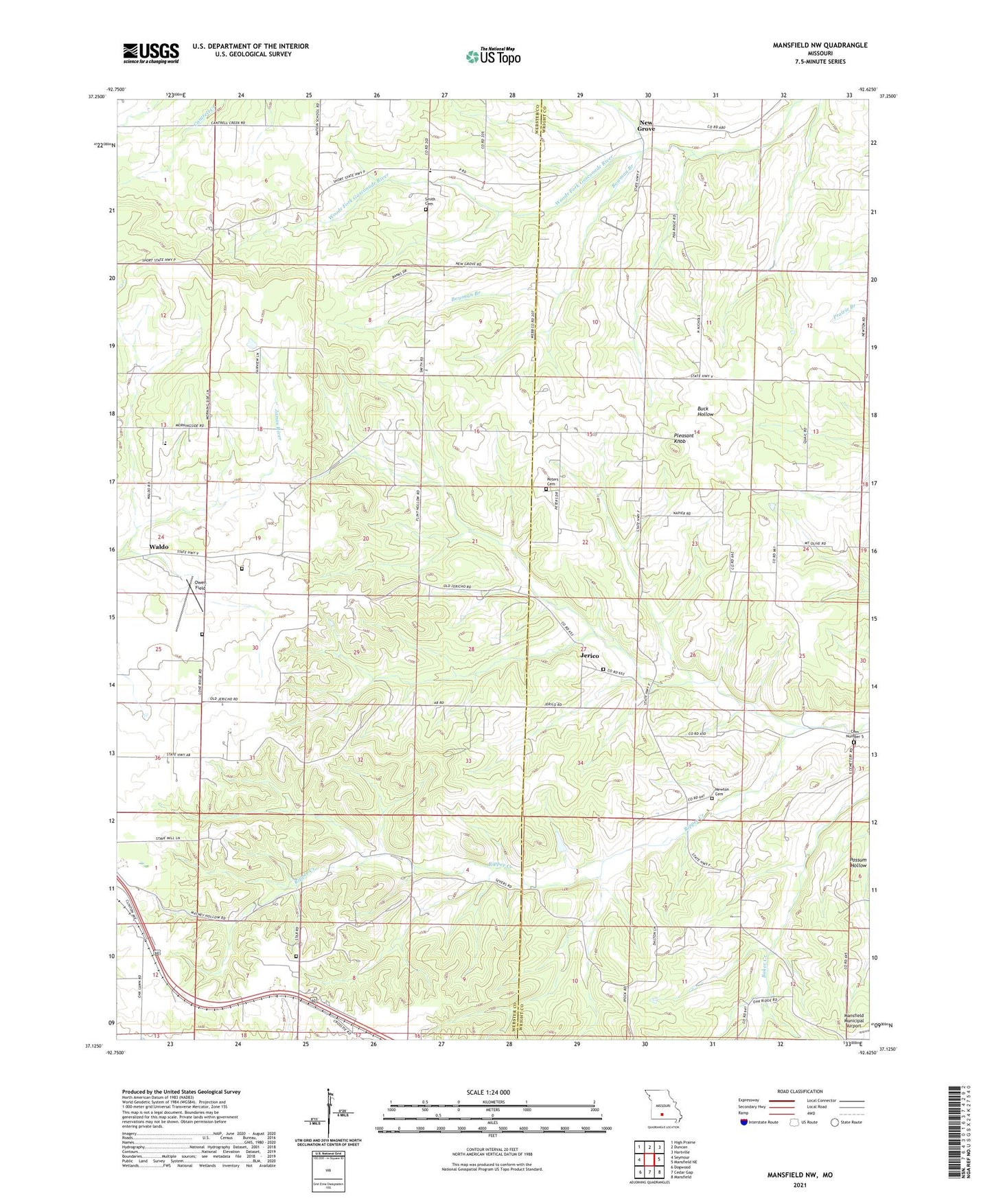 Mansfield NW Missouri US Topo Map Image