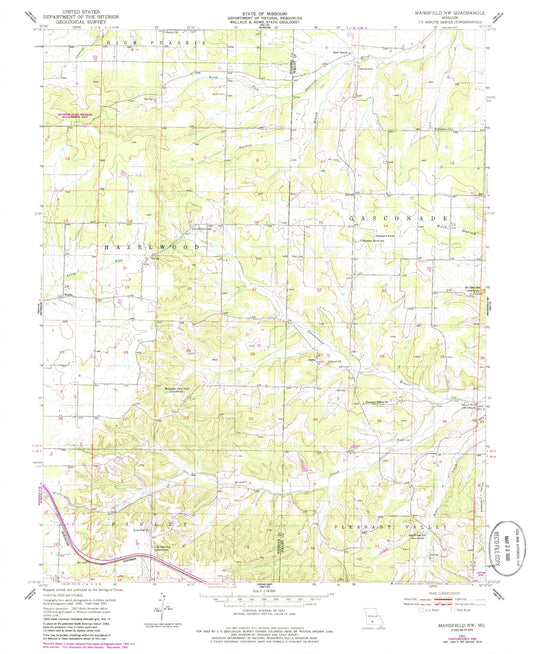 Classic USGS Mansfield NW Missouri 7.5'x7.5' Topo Map Image