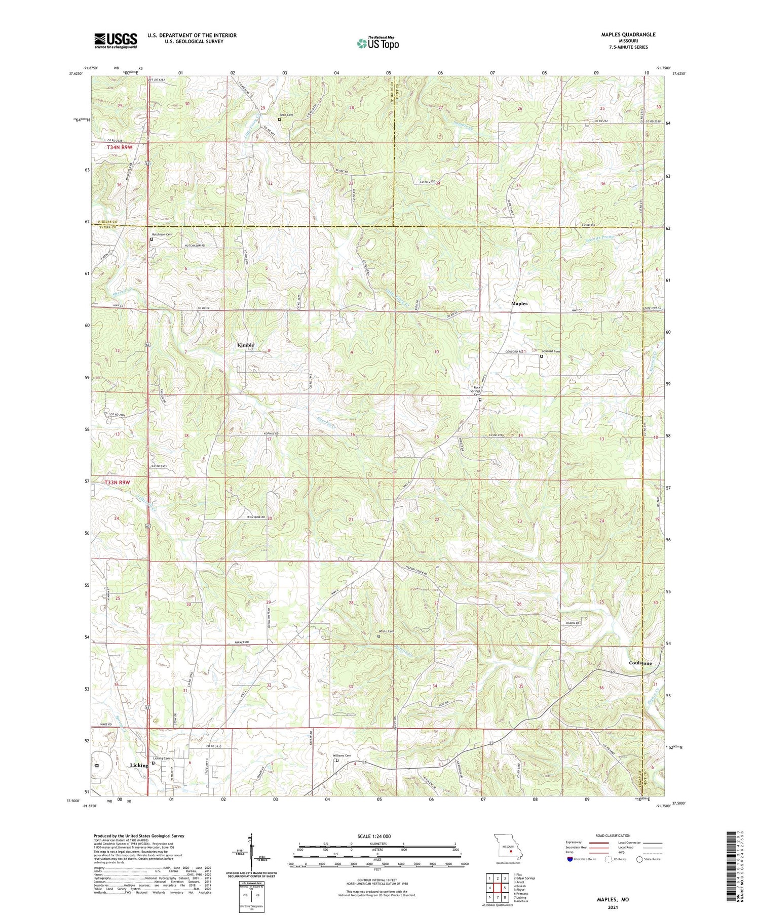 Maples Missouri US Topo Map Image