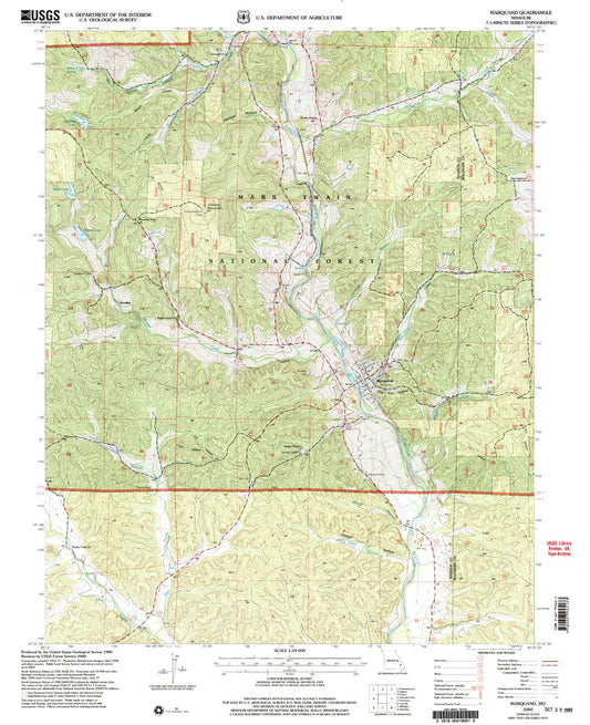 Classic USGS Marquand Missouri 7.5'x7.5' Topo Map Image