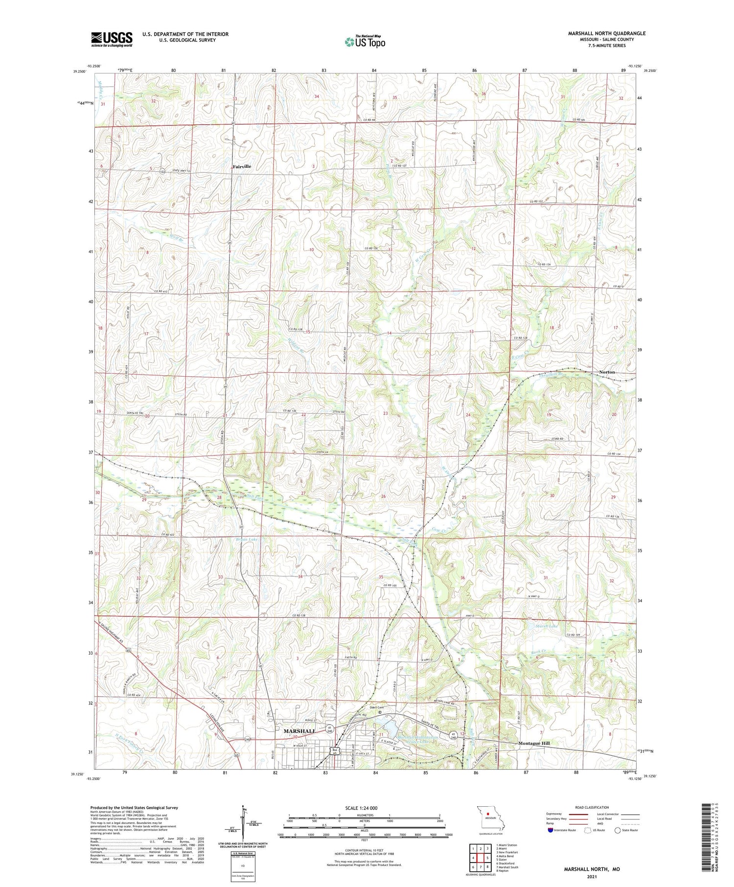 Marshall North Missouri US Topo Map Image