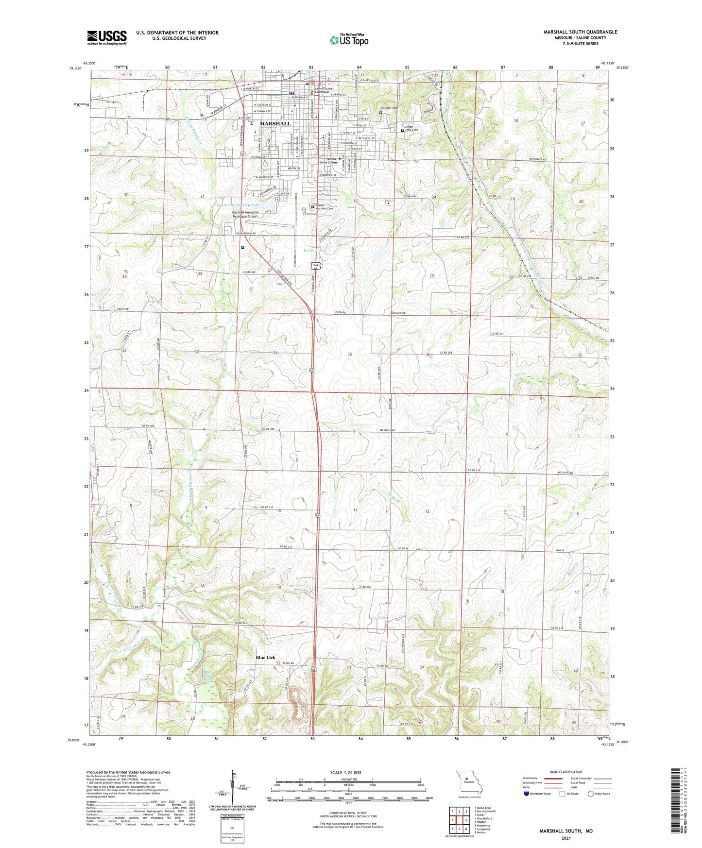 Marshall South Missouri US Topo Map Image