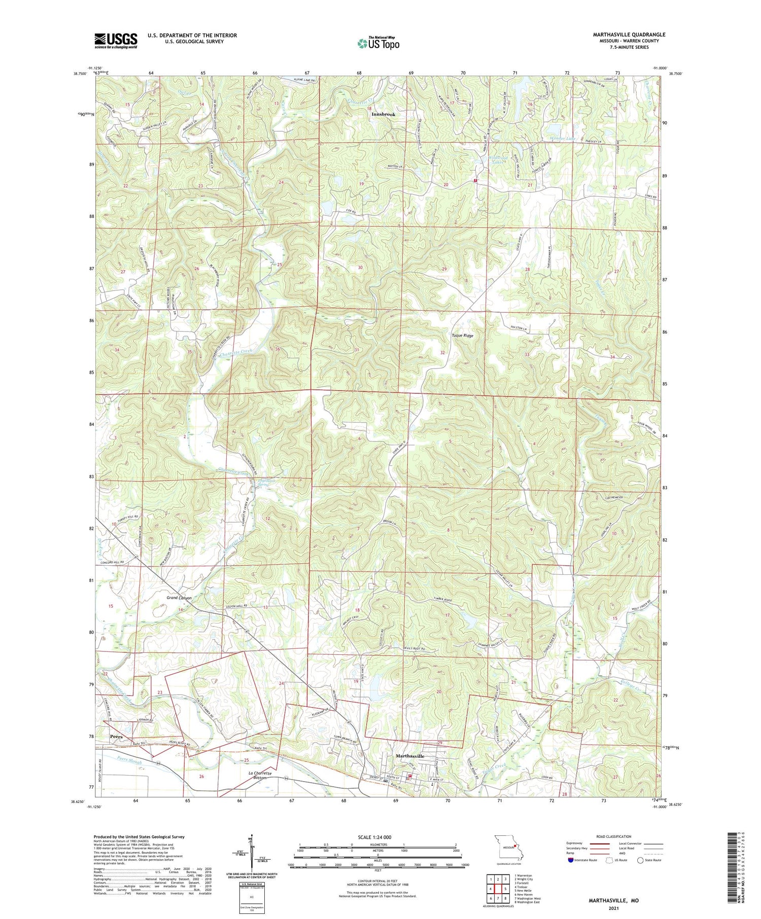 Marthasville Missouri US Topo Map Image