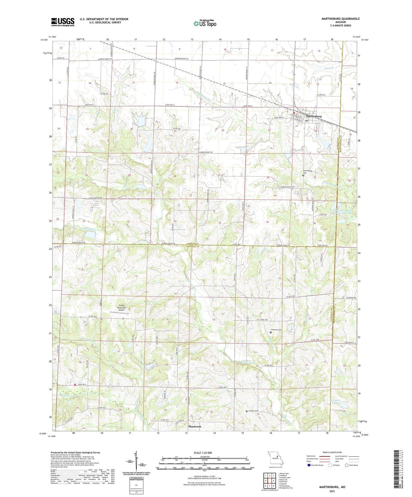 Martinsburg Missouri US Topo Map Image
