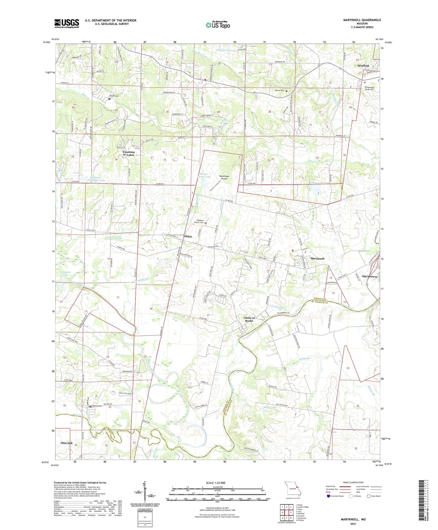 Maryknoll Missouri US Topo Map Image