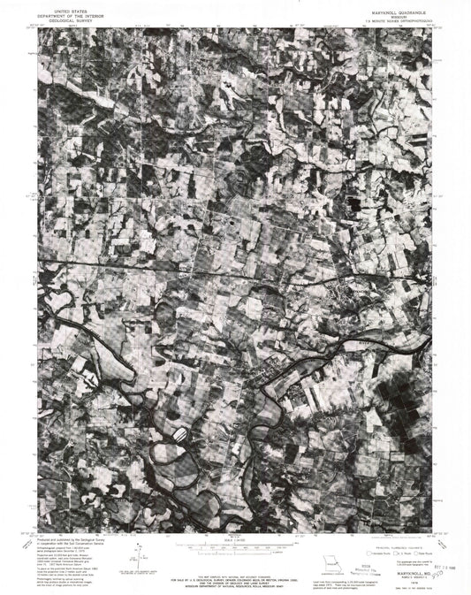 Classic USGS Maryknoll Missouri 7.5'x7.5' Topo Map Image