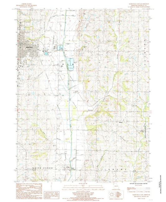 Classic USGS Maryville East Missouri 7.5'x7.5' Topo Map Image