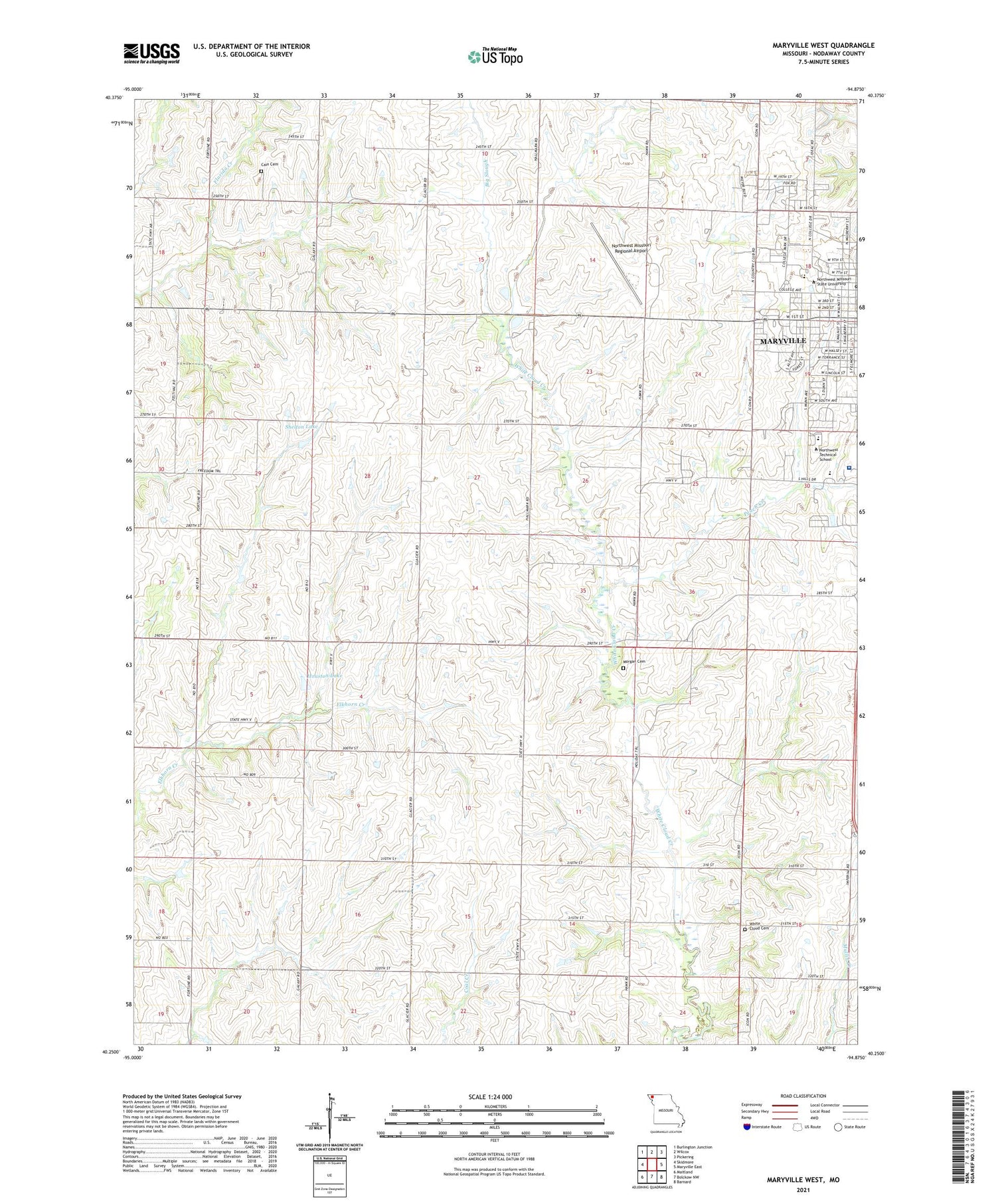 Maryville West Missouri US Topo Map Image