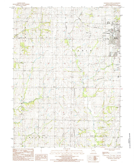 Classic USGS Maryville West Missouri 7.5'x7.5' Topo Map Image
