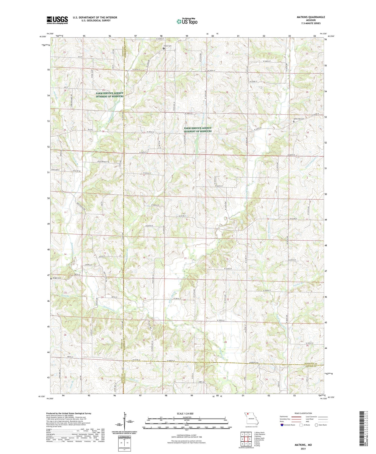Matkins Missouri US Topo Map Image
