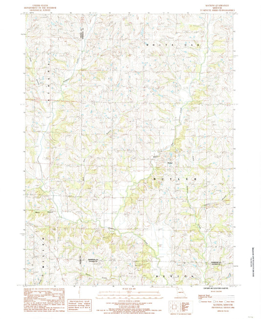 Classic USGS Matkins Missouri 7.5'x7.5' Topo Map Image