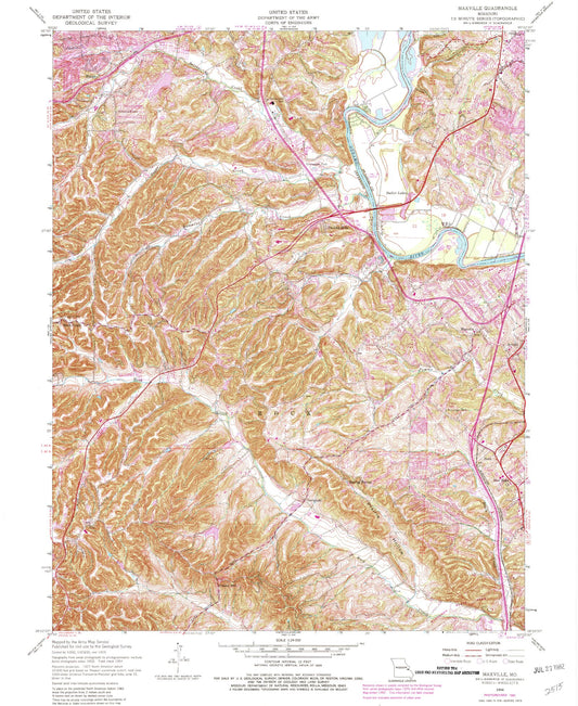 Classic USGS Maxville Missouri 7.5'x7.5' Topo Map Image