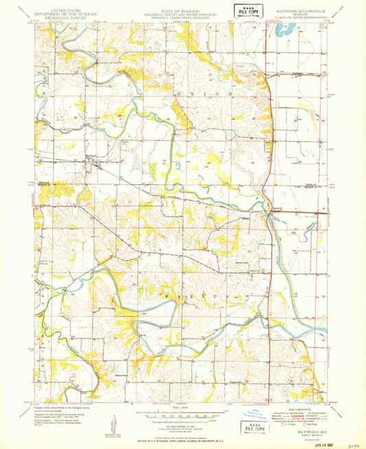Classic USGS Maywood Missouri 7.5'x7.5' Topo Map Image