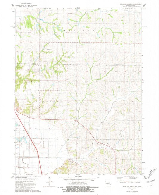 Classic USGS McElroy Creek Missouri 7.5'x7.5' Topo Map Image