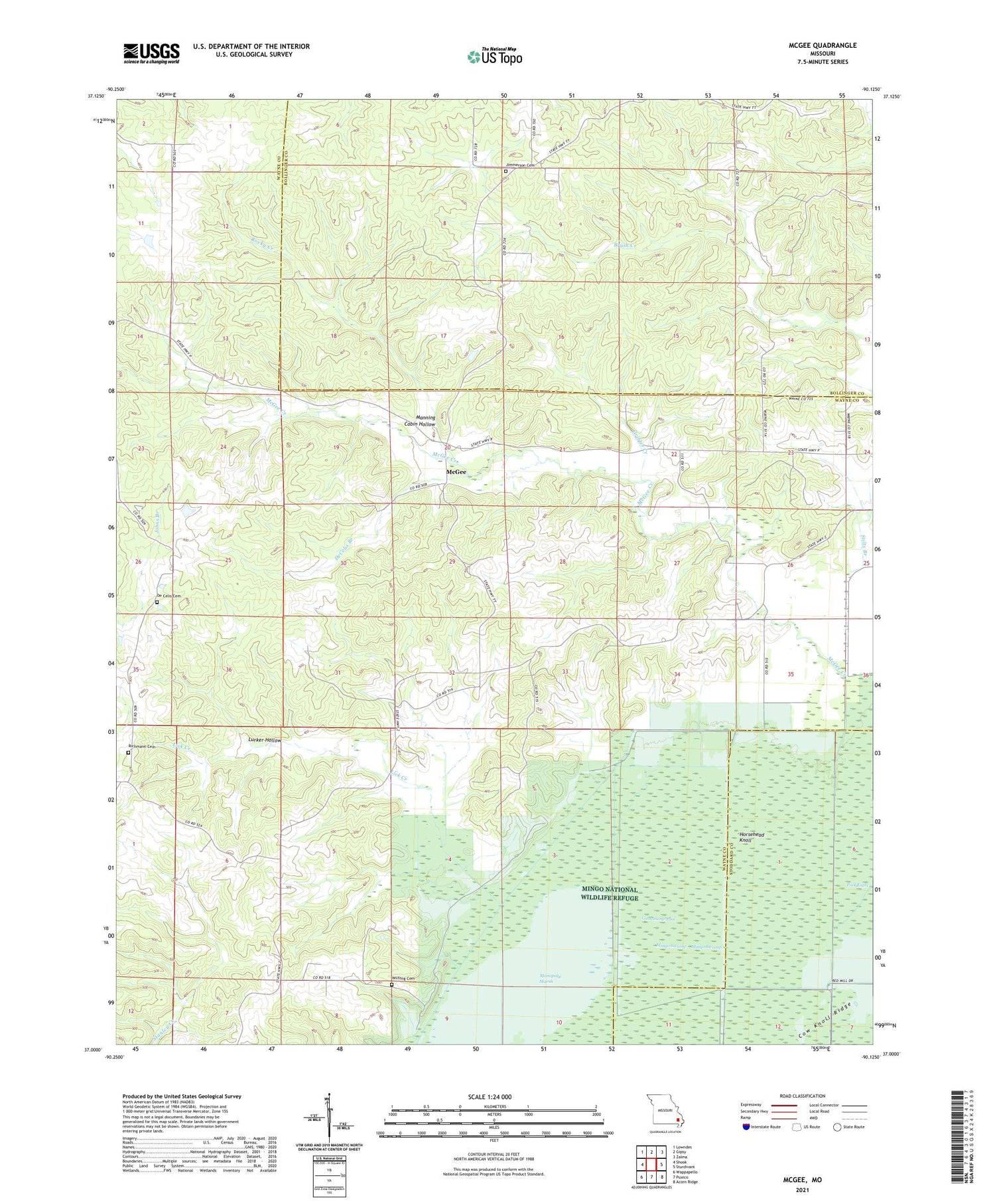 McGee Missouri US Topo Map Image