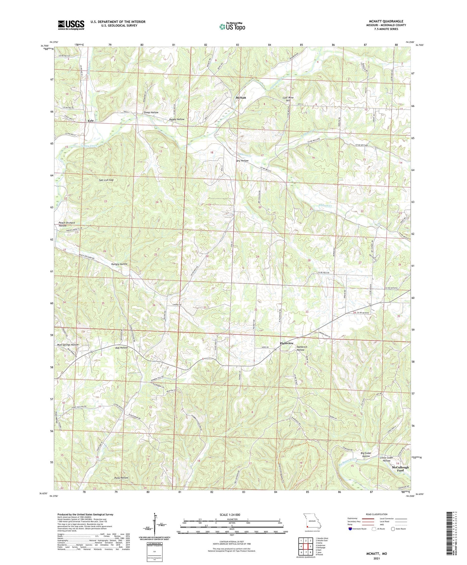 McNatt Missouri US Topo Map Image