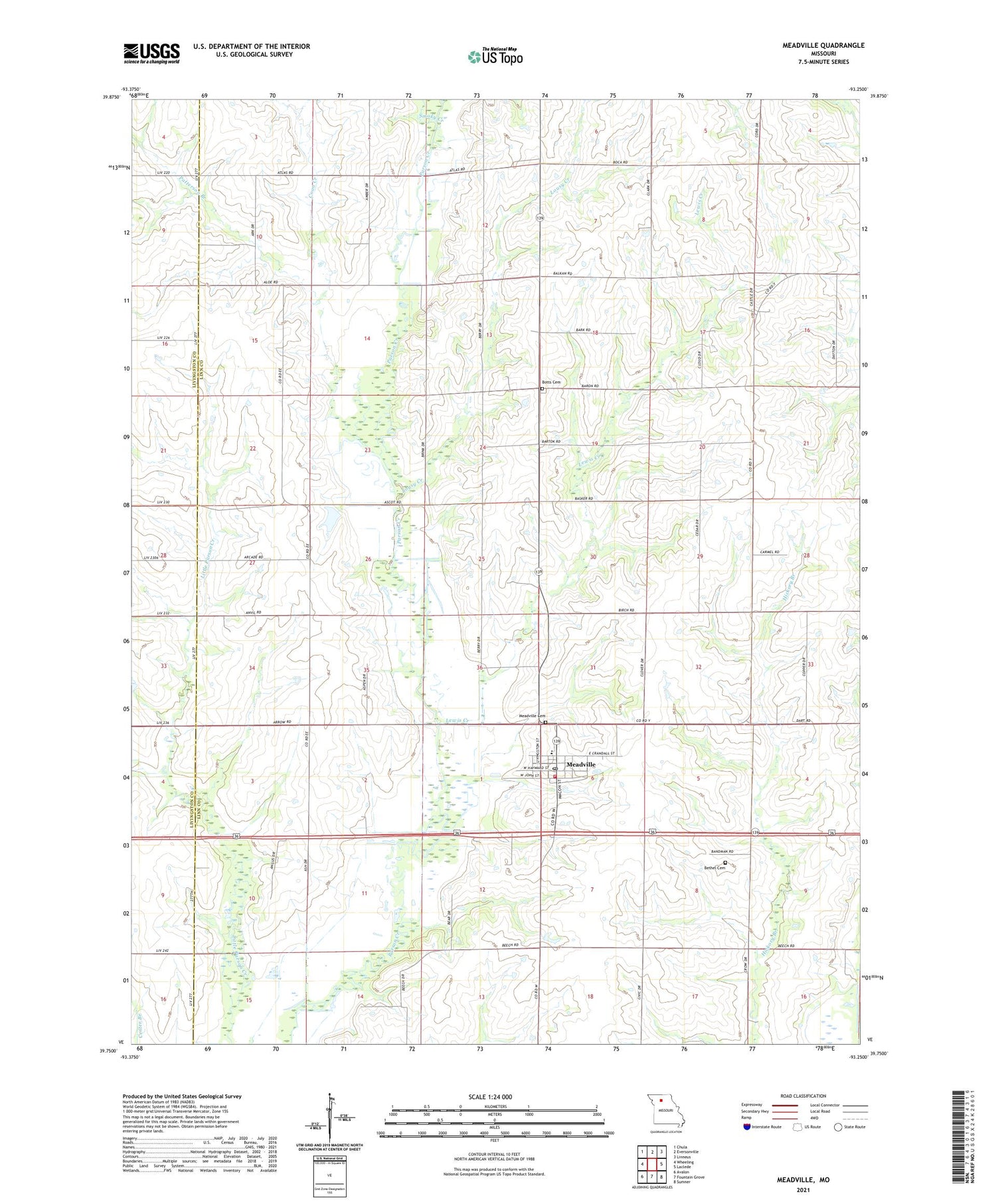 Meadville Missouri US Topo Map Image
