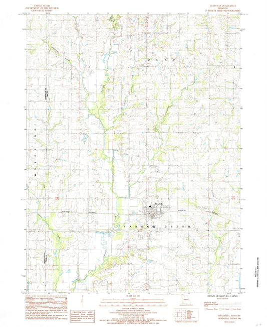 Classic USGS Meadville Missouri 7.5'x7.5' Topo Map Image