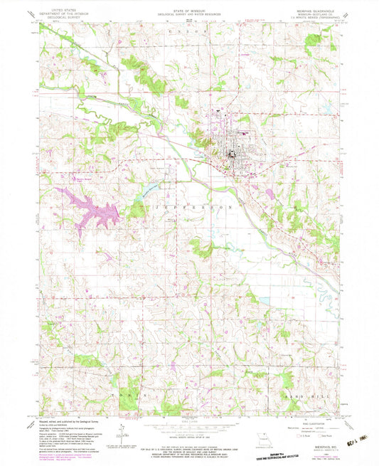 Classic USGS Memphis Missouri 7.5'x7.5' Topo Map Image
