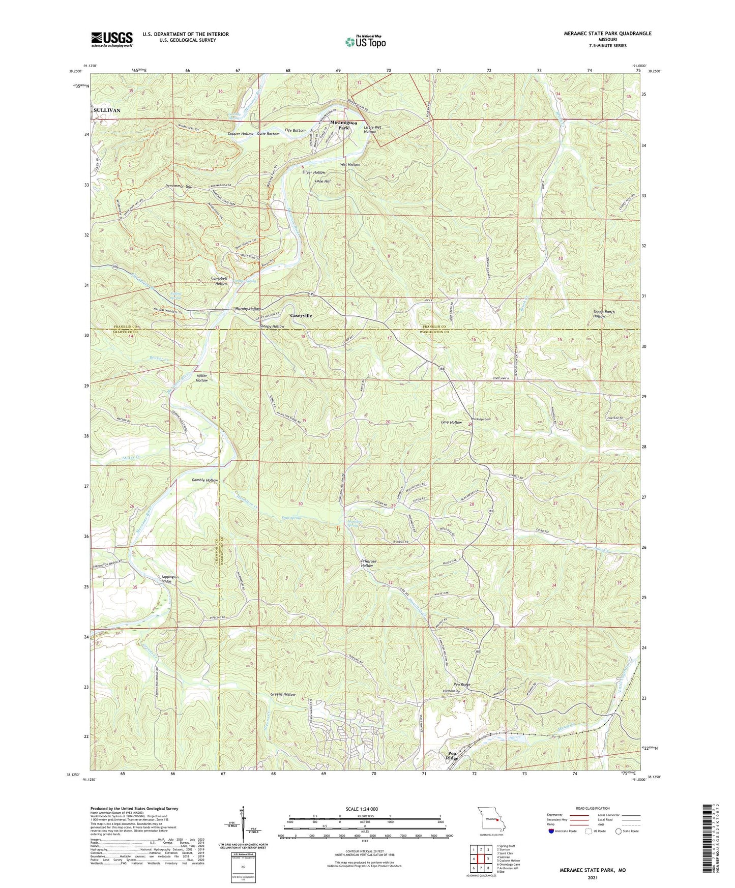 Meramec State Park Missouri US Topo Map Image