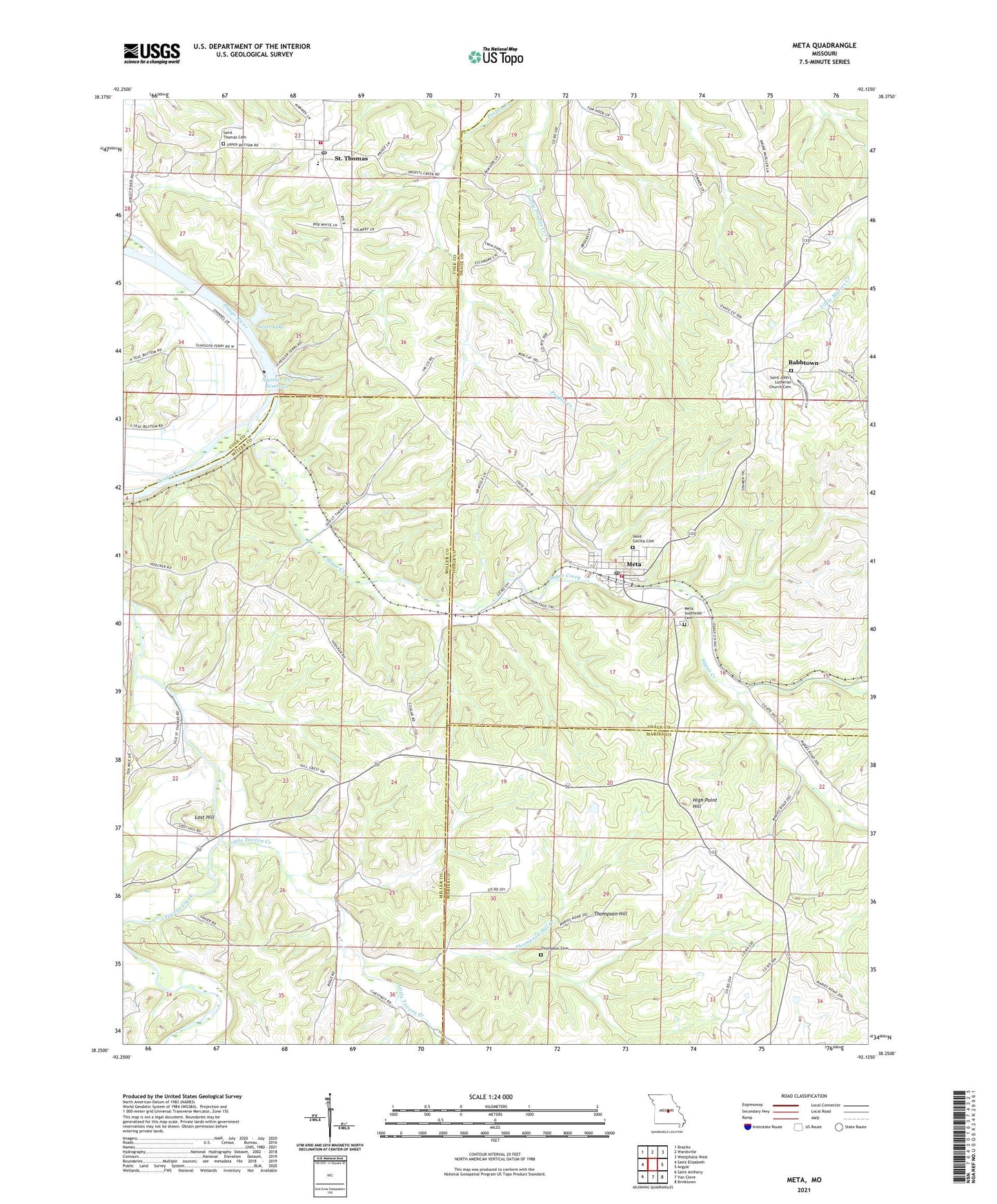 Meta Missouri US Topo Map Image