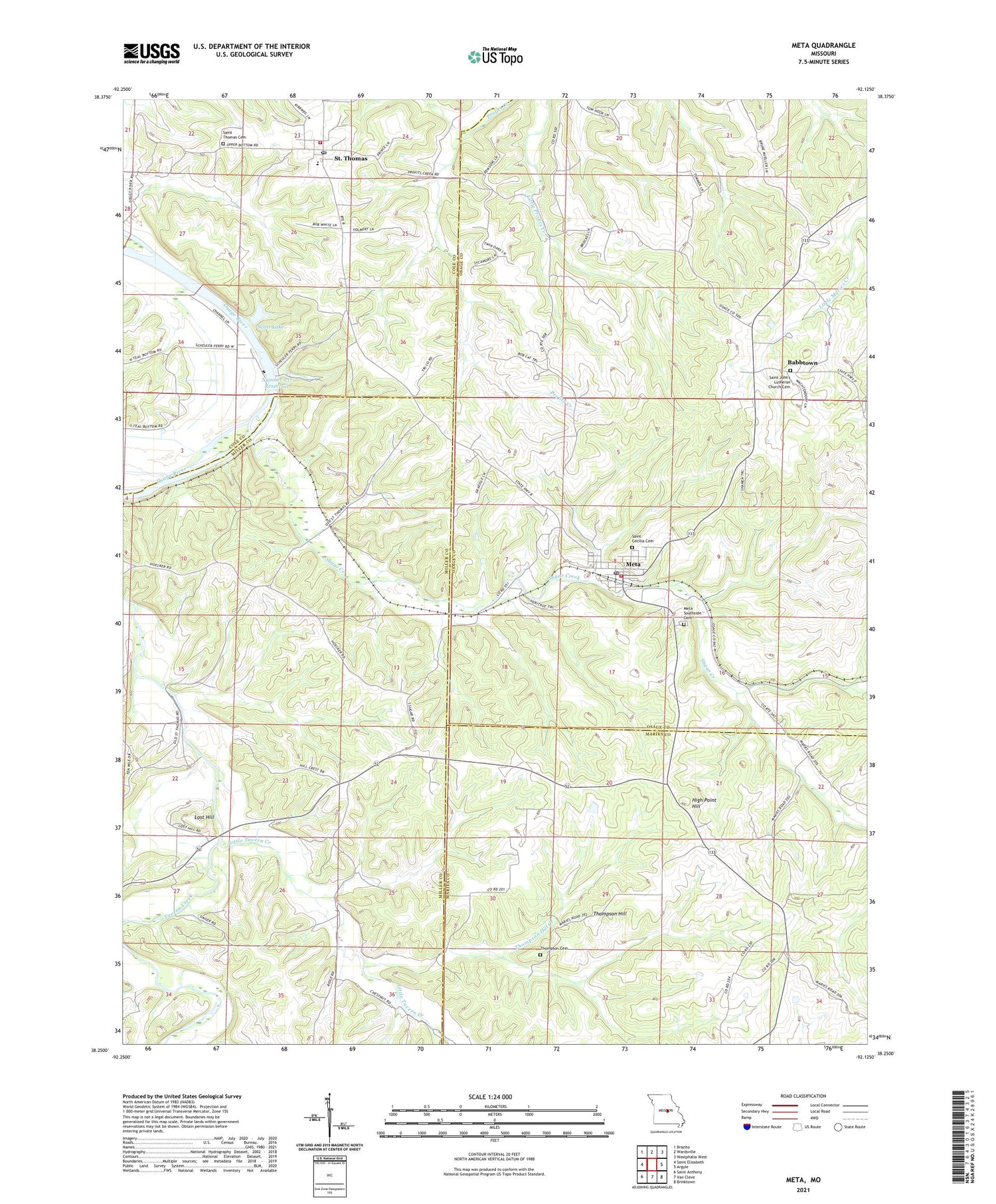 Meta Missouri US Topo Map Image