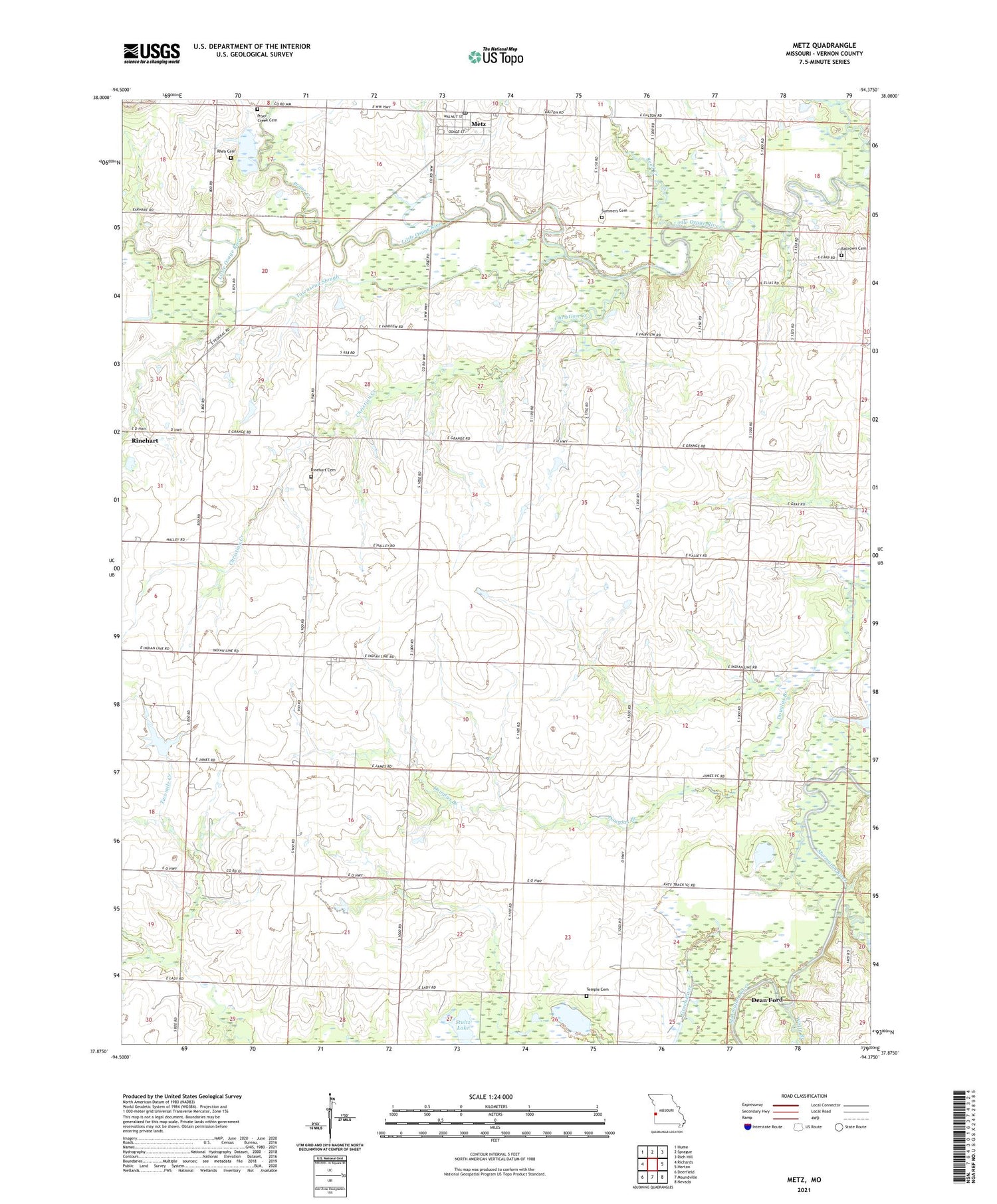 Metz Missouri US Topo Map Image