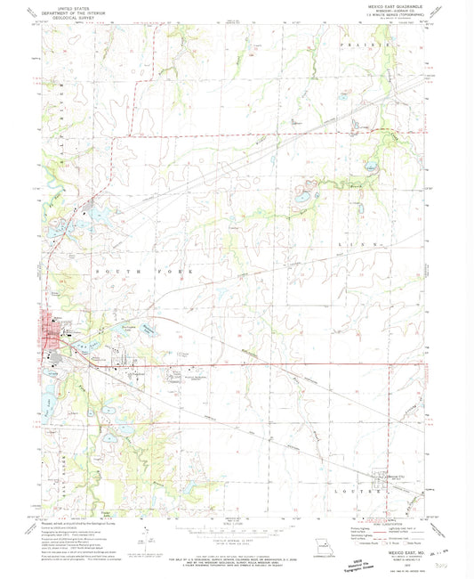 Classic USGS Mexico East Missouri 7.5'x7.5' Topo Map Image