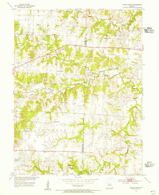 Classic USGS Middle Grove Missouri 7.5'x7.5' Topo Map Image