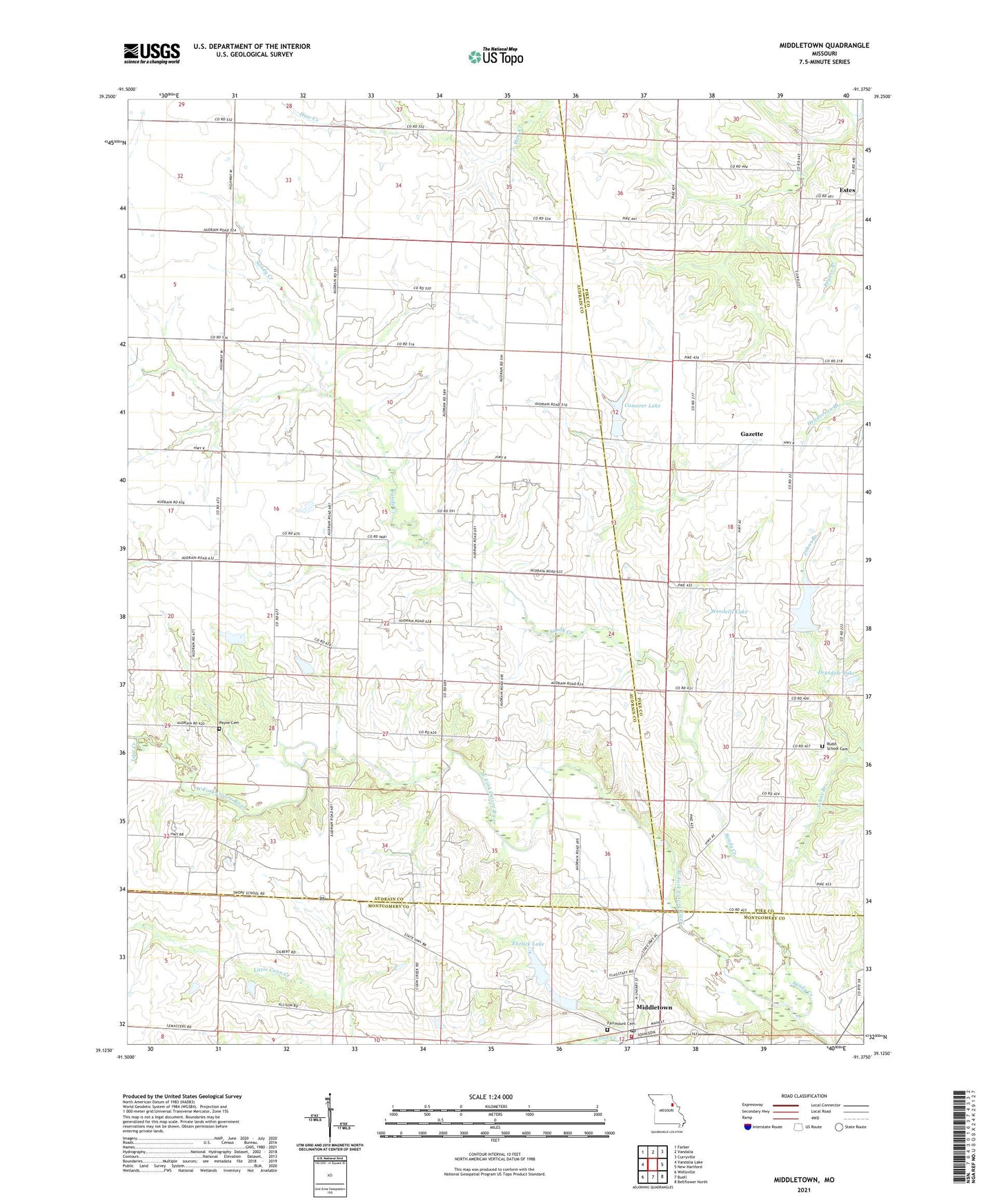 Middletown Missouri US Topo Map Image