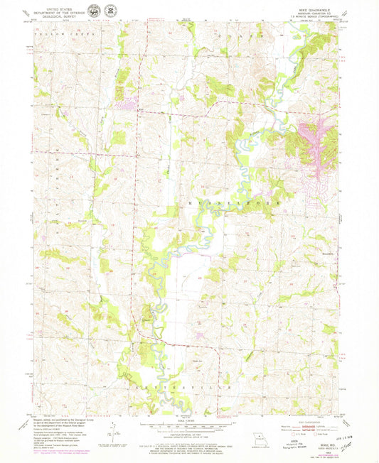 Classic USGS Mike Missouri 7.5'x7.5' Topo Map Image