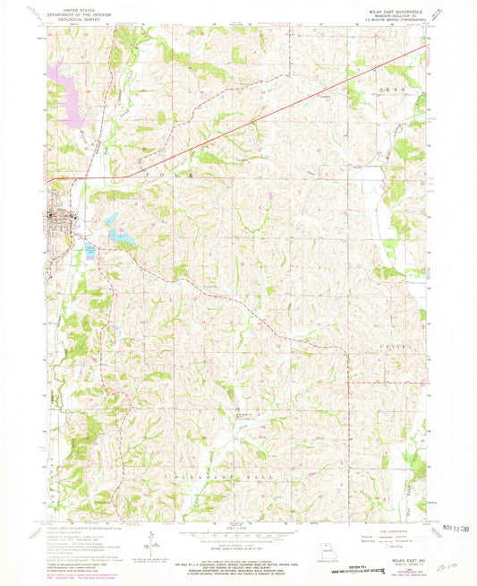 Classic USGS Milan East Missouri 7.5'x7.5' Topo Map Image