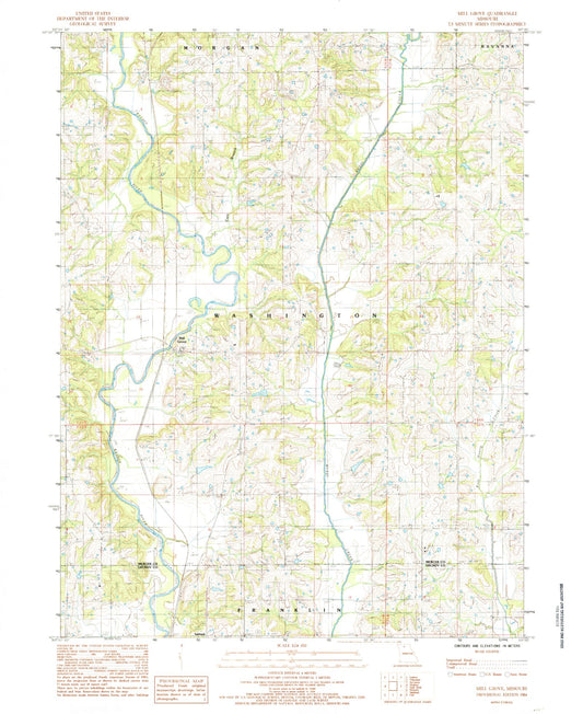 Classic USGS Mill Grove Missouri 7.5'x7.5' Topo Map Image