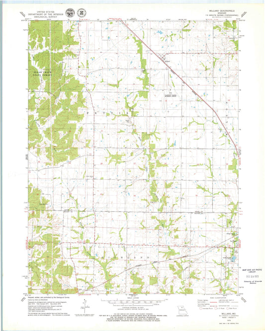 Classic USGS Millard Missouri 7.5'x7.5' Topo Map Image