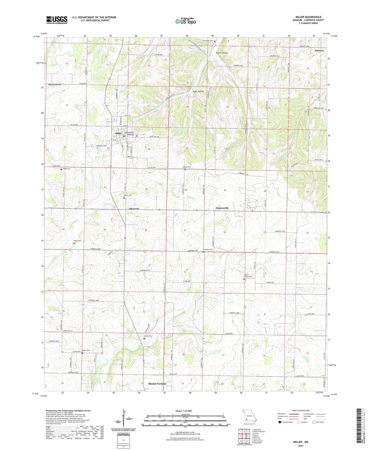 Miller Missouri US Topo Map Image